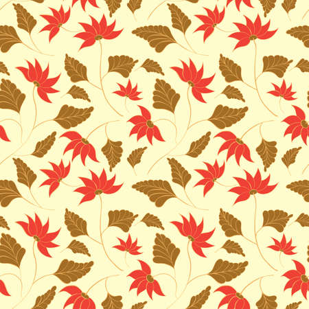 Beauty vintage flowers seamless pattern with ornamentのイラスト素材