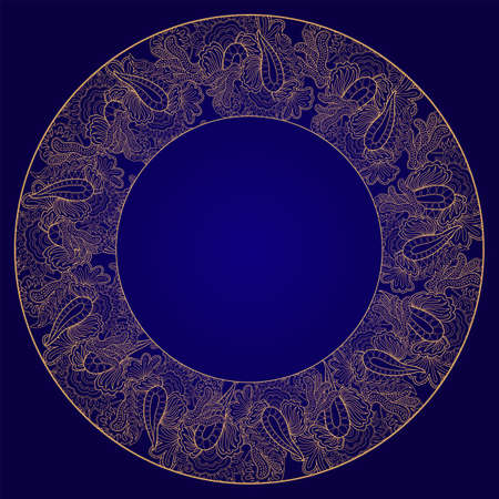 Vintage , vector gold ornament, decorative round frameのイラスト素材