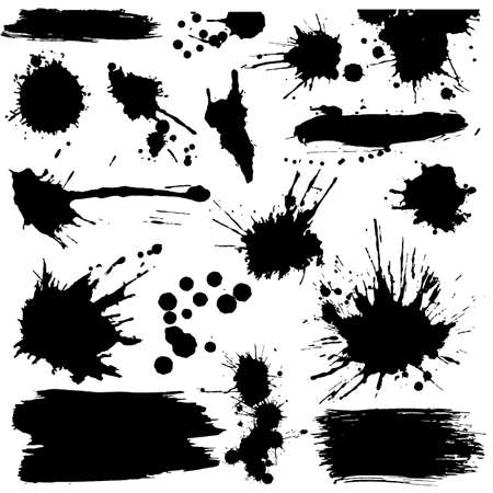 Set of black splashes and ink blotsのイラスト素材