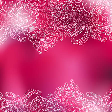 Pink blurred template with lace floral ornamentÂのイラスト素材