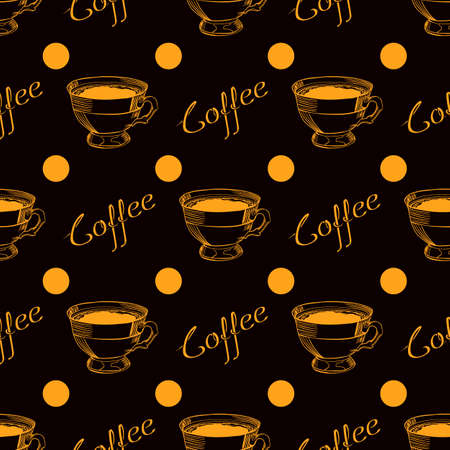 Dark brown coffee cup seamless abstract backgroundのイラスト素材