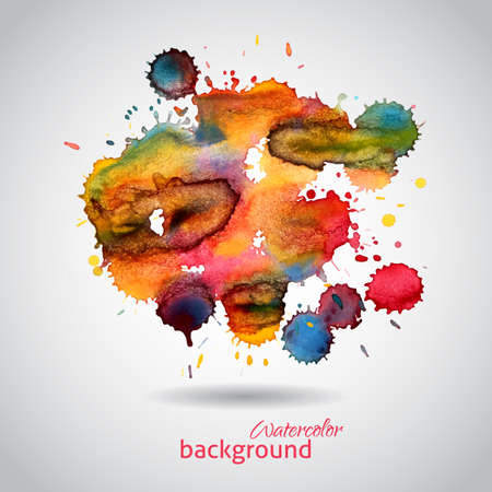 Bright abstract template with watercolor spot and splatterのイラスト素材