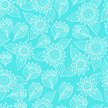 Seamless floral pattern with lace sunflowers ornamentのイラスト素材