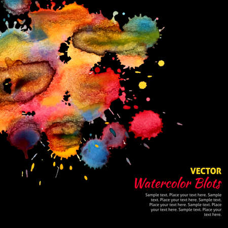 Template frame with bright colorful watercolor blotsのイラスト素材