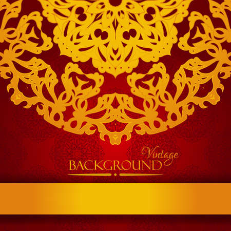 Vintage red and gold elegant ornamental  invitation cardのイラスト素材