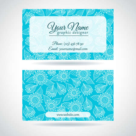 Template of business card with lace flowersのイラスト素材