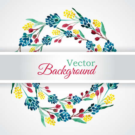 Floral watercolor wreath with flowersのイラスト素材