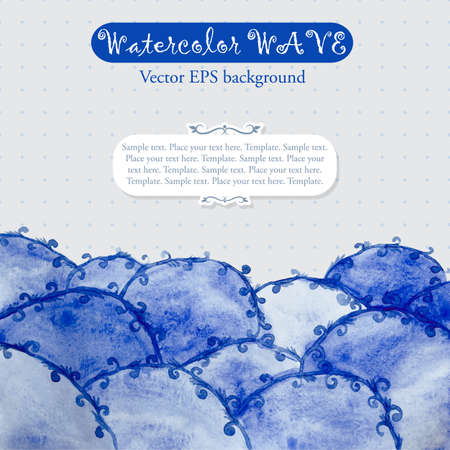 Abstract template with blue watercolor wavesのイラスト素材