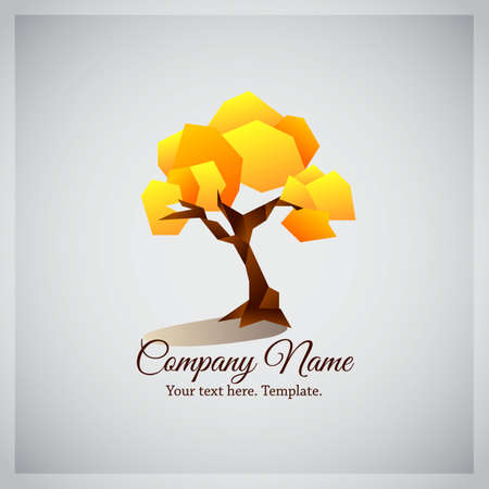 Company business logo with geometric yellow treeのイラスト素材