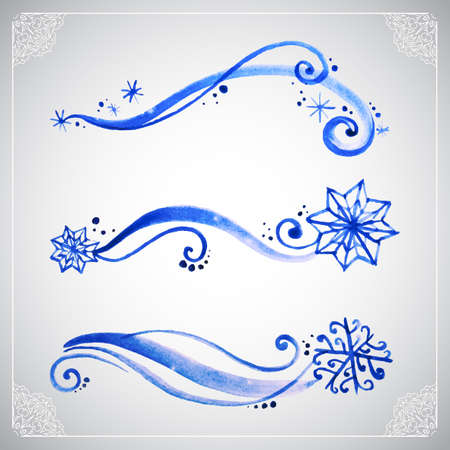 Watercolor winter frost ornamentのイラスト素材