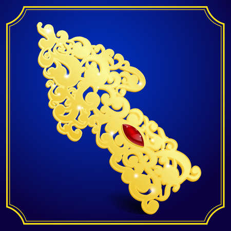 Gold shiny arrow with red rubyのイラスト素材