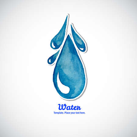 Watercolor blue moving water drop. Logo.のイラスト素材