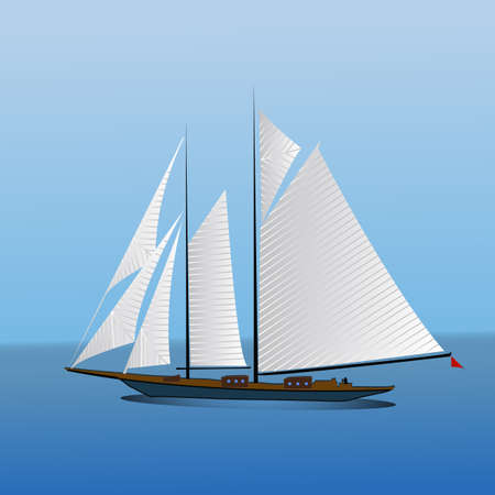 Big sailing yacht in the sea landscapeのイラスト素材