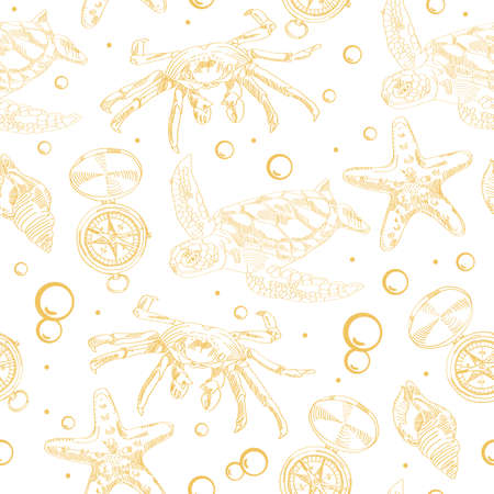 Seamless pattern with nautical elementsのイラスト素材