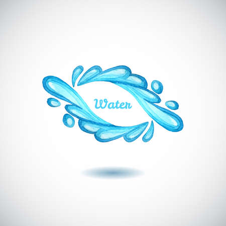 Watercolor blue moving water drop. Waves.のイラスト素材