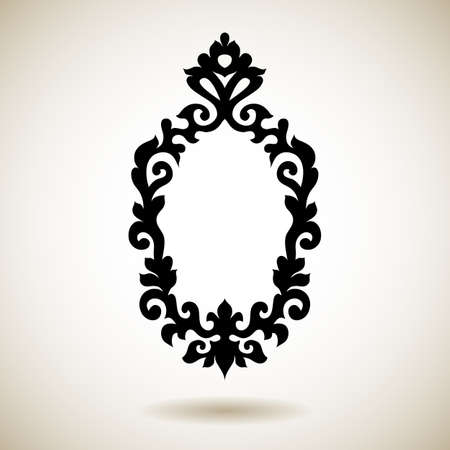 Tribal reflected black tattooed frame. Hand drawn ornamental mirror pattern.のイラスト素材