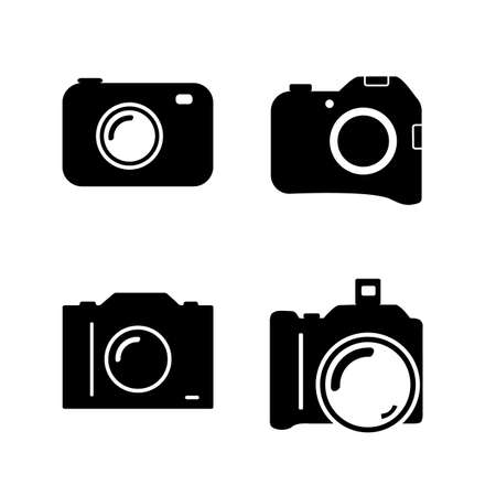Set of four icons with cameraのイラスト素材