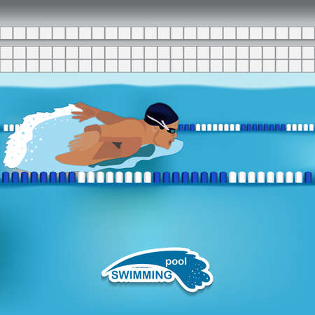 Man is swimming in the poolのイラスト素材