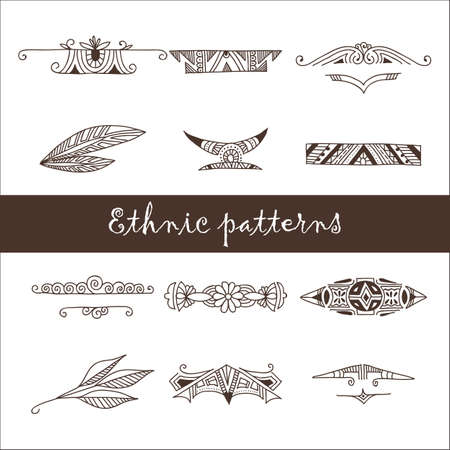 Set of different ethnic doodle patternsのイラスト素材