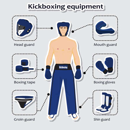 Sport equipment for kickboxing martial artsのイラスト素材