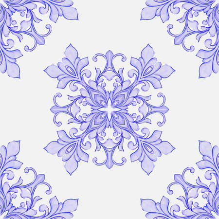 Barocco watercolor seamless lace ornamentのイラスト素材