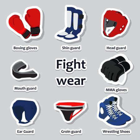 Set of sport equipment for martial artsのイラスト素材