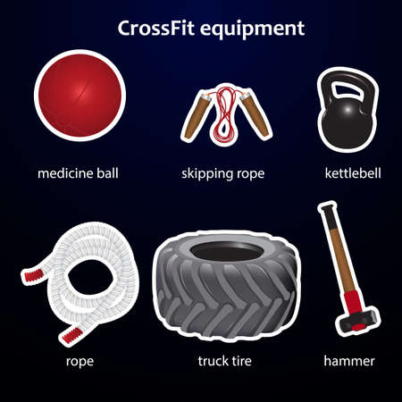 Set of crossfit sport equipmentのイラスト素材