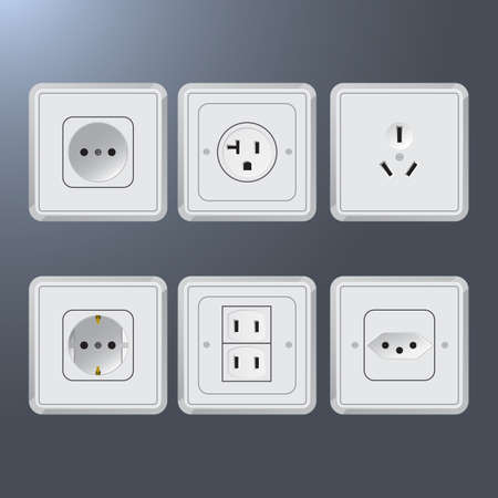 Set of electrical socket different contriesのイラスト素材