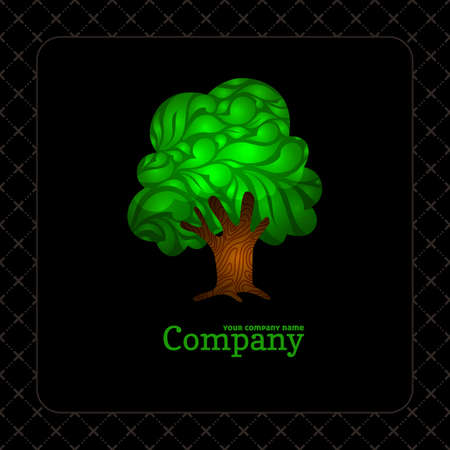 Company business icon with lace ornamental green treeのイラスト素材