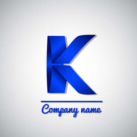 Icon of blue paper business logo icon  letter k. Origami styleのイラスト素材