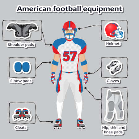 American football player equipment for training and competitionsのイラスト素材