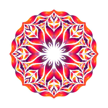 Colorful round ornament. Floristic template with abstract mandala elementsのイラスト素材