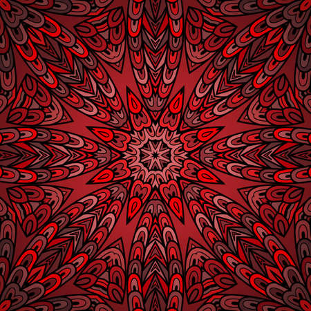 Seamless pattern with colorful circle ornament. Caleidoscopic hand drawn doodle lines.のイラスト素材