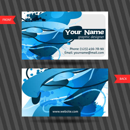 Colorful decorative business cards with free shapes and blots. Creative templatesのイラスト素材