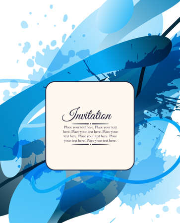 Colorful decorative invitation card with free shapes and blots. Can be used for business template or resume. Greeting cardの写真素材
