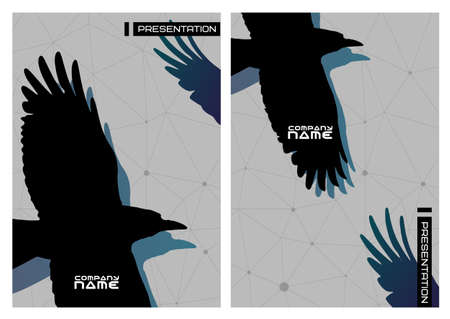 Vector set of gothic stiled presentation with crows.Business design template.のイラスト素材