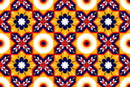 Oriental ethnic seamless pattern traditional. Colorful flower. Design for background, carpet,wallpaper,clothing,wrapping,batik,fabric,Vector,illustration,embroidery.のイラスト素材
