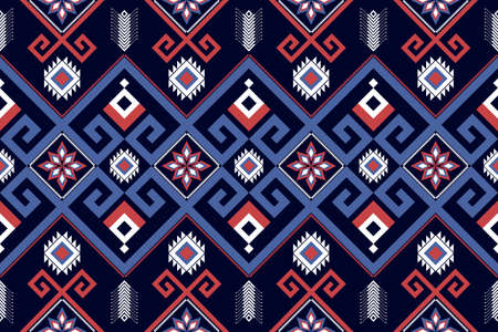 Geometric ethnic seamless pattern traditional. Oriental tribal striped. Flower decoration. Design for background,illustration,fabric,batik,clothing,wrapping,wallpaper,carpet,embroiのイラスト素材