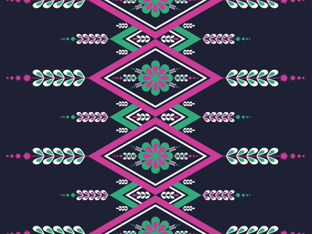 Geometric ethnic seamless pattern traditional. Colorful flower decoration. Design for background,...