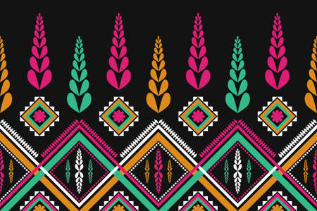Geometric ethnic seamless pattern traditional. Tribal style striped. Colorful flower. Design for background, wallpaper, vector illustration, fabric, clothing, batik, carpet, embroiのイラスト素材