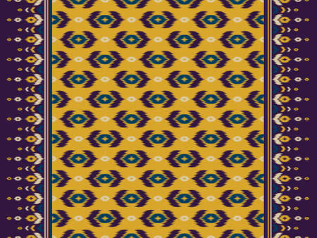 Ikat pattern yellow art. Ethnic seamless pattern in tribal. Design for background, wallpaper, vector illustration, textile, fabric, clothing, carpet, embroidery.のイラスト素材