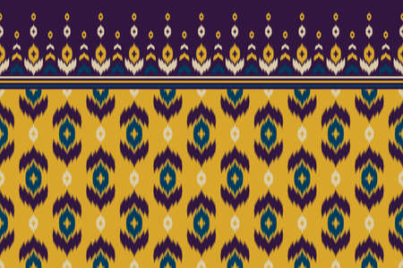 Ikat pattern yellow art. Ethnic seamless pattern in tribal. Design for background, wallpaper, vector illustration, textile, fabric, clothing, carpet, embroidery.のイラスト素材