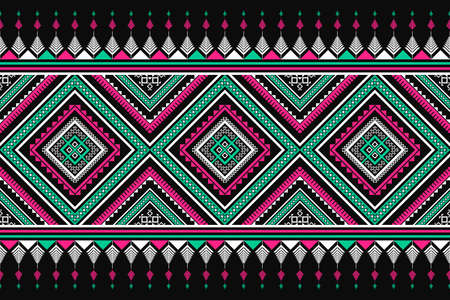 Colorful geometric ethnic seamless pattern traditional. Tribal striped style. Design for background, wallpaper, illustration, textile, fabric, clothing, batik, carpet, embroidery.のイラスト素材