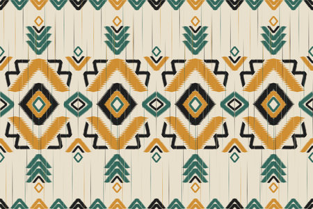 Carpet ethnic pattern art. Ikat seamless pattern in tribal. American, Mexican style. Design for background, wallpaper, vector illustration, fabric, clothing, carpet, textile, batik, embroidery.のイラスト素材