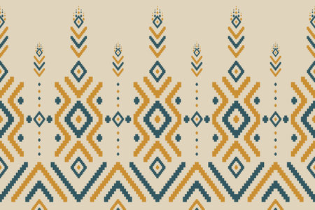 Beautiful ethnic ikat background. Geometric seamless pattern in tribal. Fabric Indian style. Design for wallpaper, vector illustration, fabric, clothing, carpet, textile, batik, embroidery.のイラスト素材