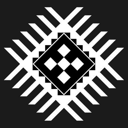 Geometric ethnic pattern art. American, Mexican style. Background Aztec tribal ornament. Design for fabric, clothing, textile, logo, symbol.のイラスト素材