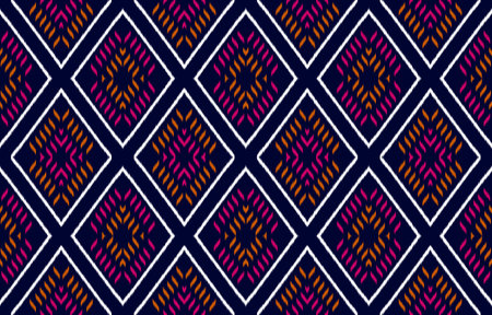 Abstract ikat art. Geometric ethnic seamless pattern in tribal. American, Mexican style. Design for background, wallpaper, illustration, fabric, clothing, carpet, textile, batik, embroidery.のイラスト素材
