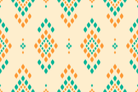 Fabric pattern Indian style. Geometric ethnic ikat seamless pattern traditional. Design for background, wallpaper, illustration, fabric, clothing, carpet, textile, batik, embroidery.のイラスト素材