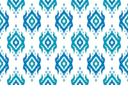 Fabric ikat pattern art. Geometric ethnic seamless pattern traditional. American, Mexican style. Design for background, wallpaper, illustration, fabric, clothing, carpet, textile, batik, embroidery.のイラスト素材