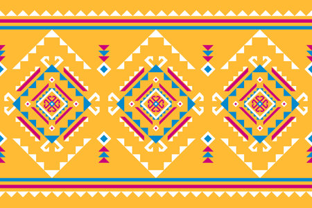 Carpet ethnic tribal pattern art. Geometric ethnic seamless pattern in tribal. Mexican style. Design for background, illustration, rug, fabric, clothing, carpet, textile, batik, embroidery.のイラスト素材